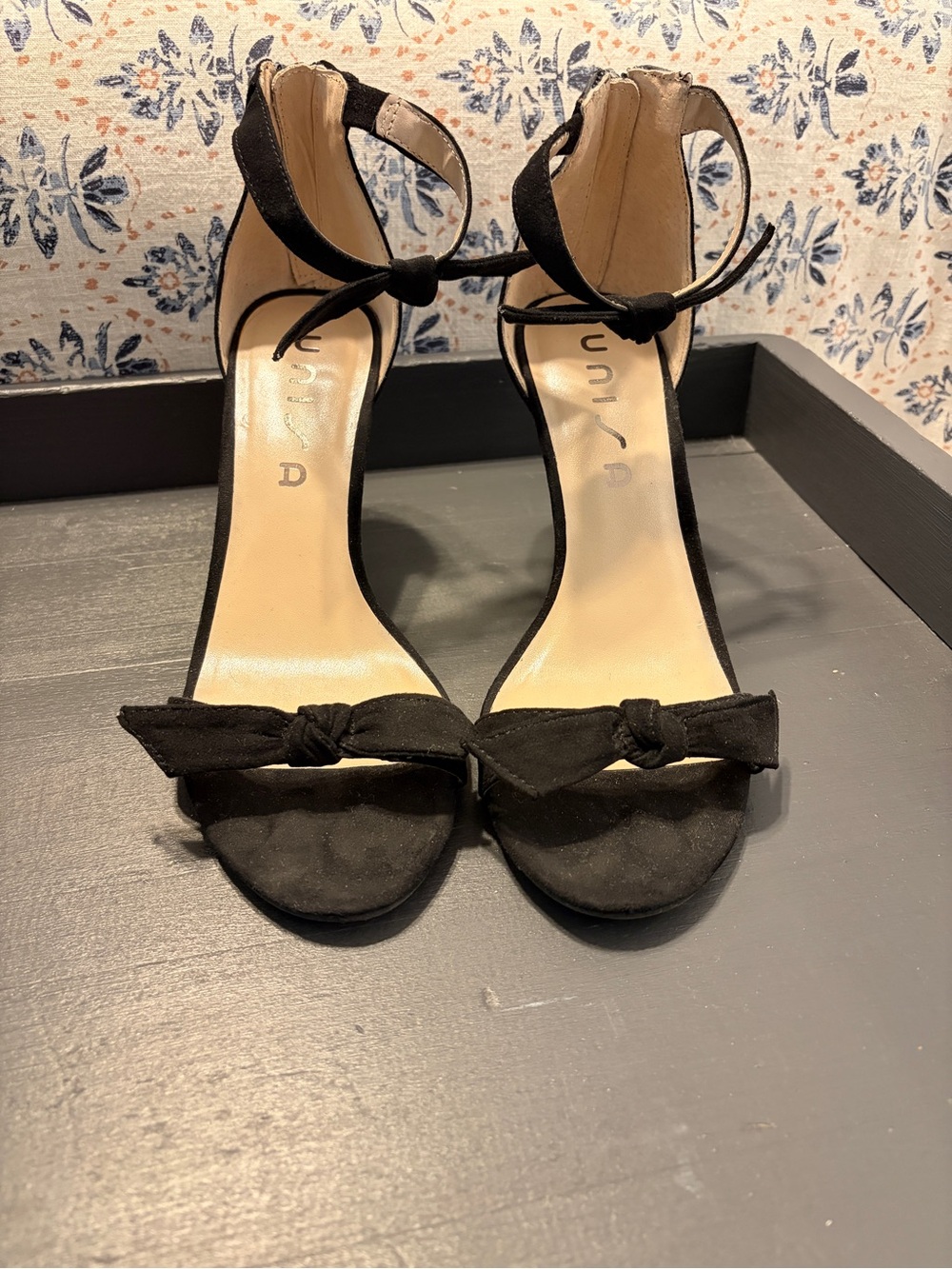 Unisa Black Bow Ankle-Strap Heels